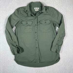 Madewell Army Green Utility Tomboy Long Sleeve Button Down Shirt Women's Small